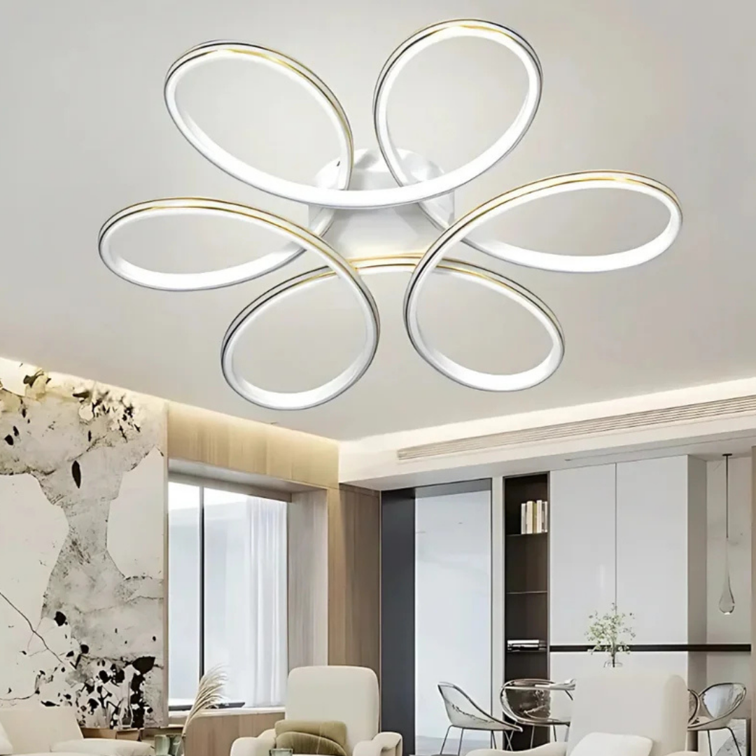 Lupinella Beyaz Gold Çizgili Kumandalı 3 Renk 60 cm Led Avize