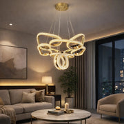 Porto Lüks Cristalya Serisi Orjinal Gold Kaplamalı 3 Renk Ledli Sarkıt Ledli Avize Modern Led Avize-Çap 45 cm