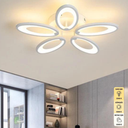 Edna 5'li Beyaz Plafonyer Lüks Modern 3 Renk Ledli Avize