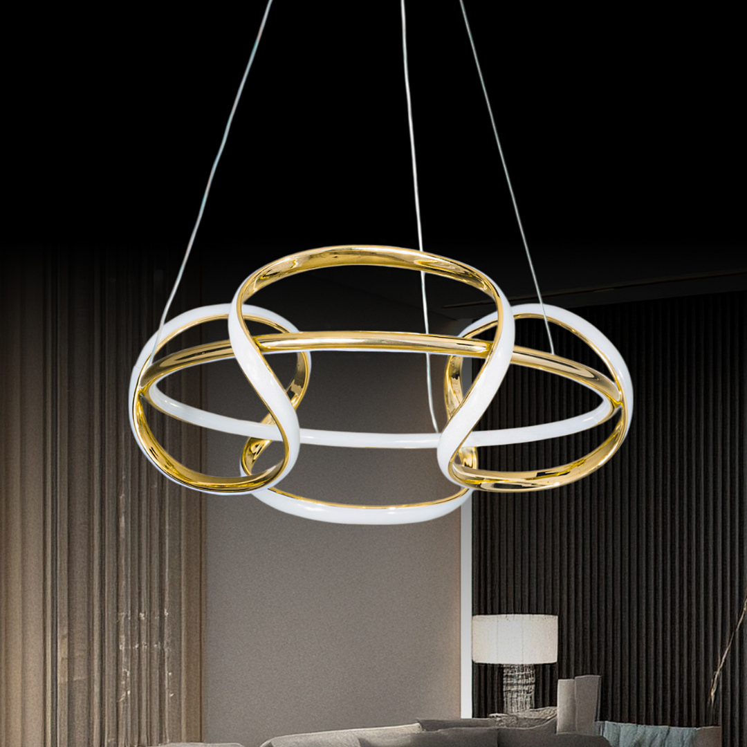 Luna Gold Kaplama 3 Renk Ledli Modern Özel Tasarım Sarkıt Led Avize