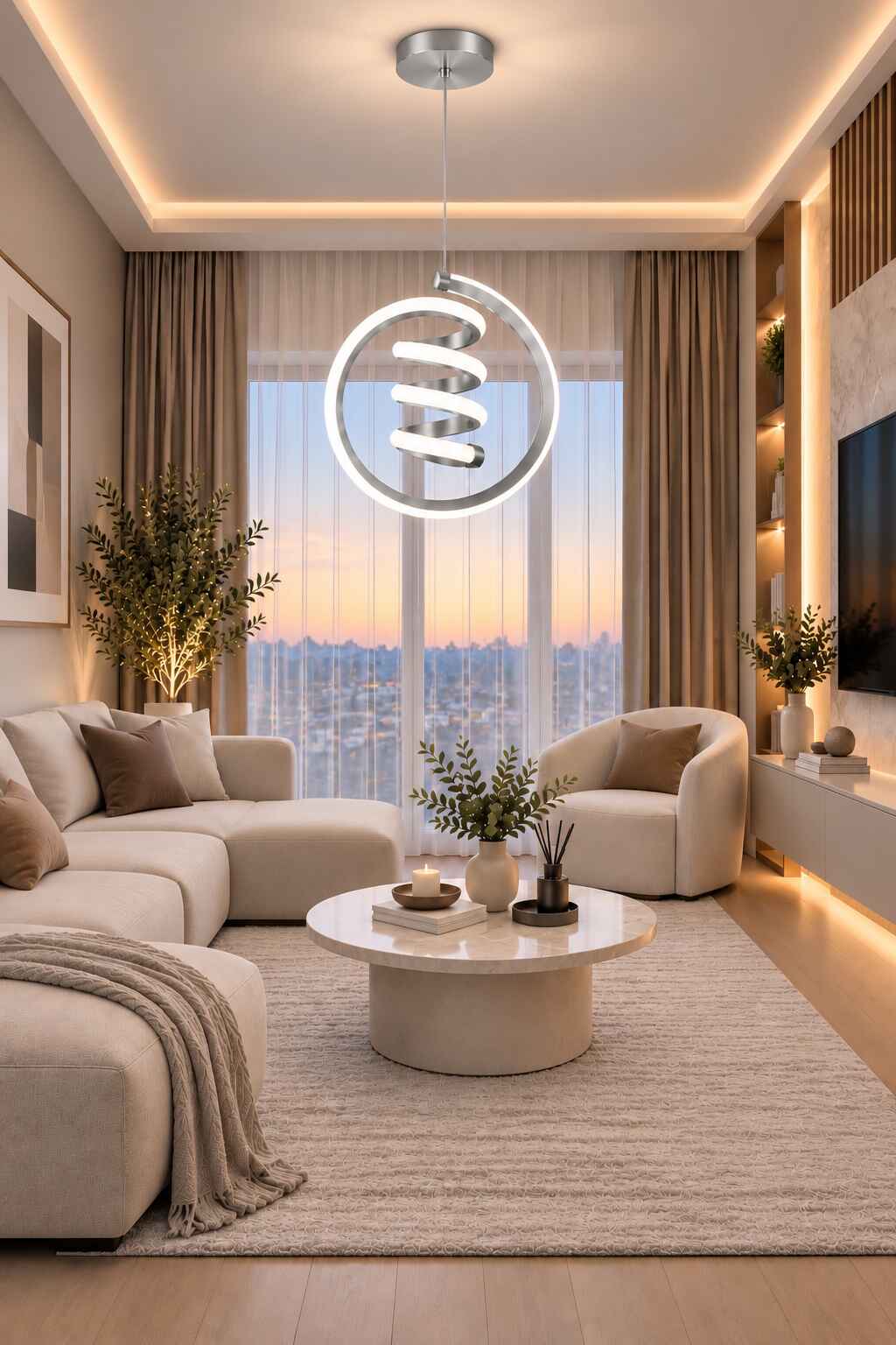 Venita Gri Tekli Sarkıt Led Günışığı Ultra Ledli Salon Mutfak Oda Hol Ledli Avize