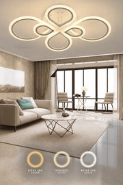 MS53004-6 Modern 3 Renk Ledli Mimari Tasarım Beyaz Plafonyer Lüks 6'LI Ledli Avize
