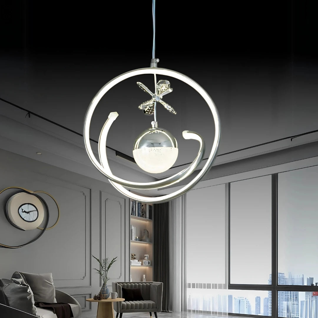 Alberto Krom Kaplama 3 Renk Ledli Modern Özel Tasarım Sarkıt Ledli Avize