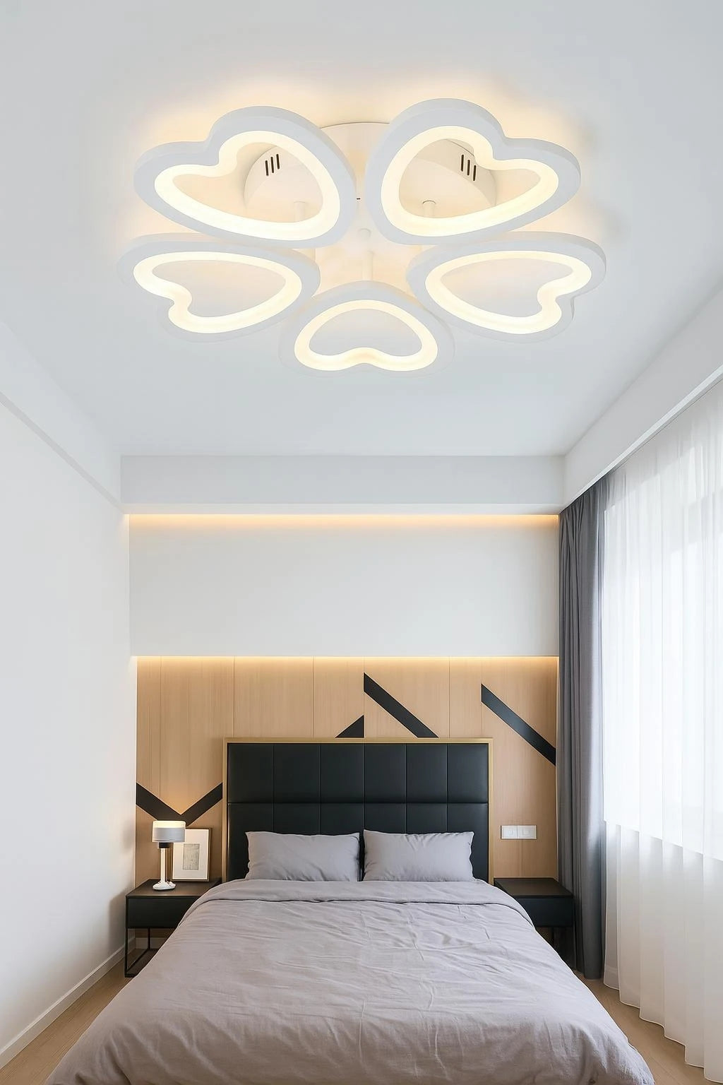 MS61005-5 Modern 3 Renk Ledli Mimari Tasarım Beyaz Plafonyer Lüks 5'Li Ledli Avize
