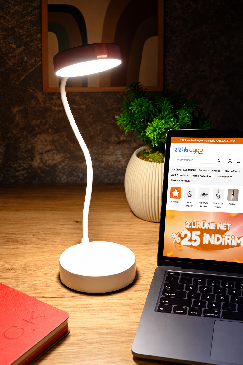 2,5W Beyaz Gövde Şarjlı Dokunmatik Bükülebilir LED Masa Lambası