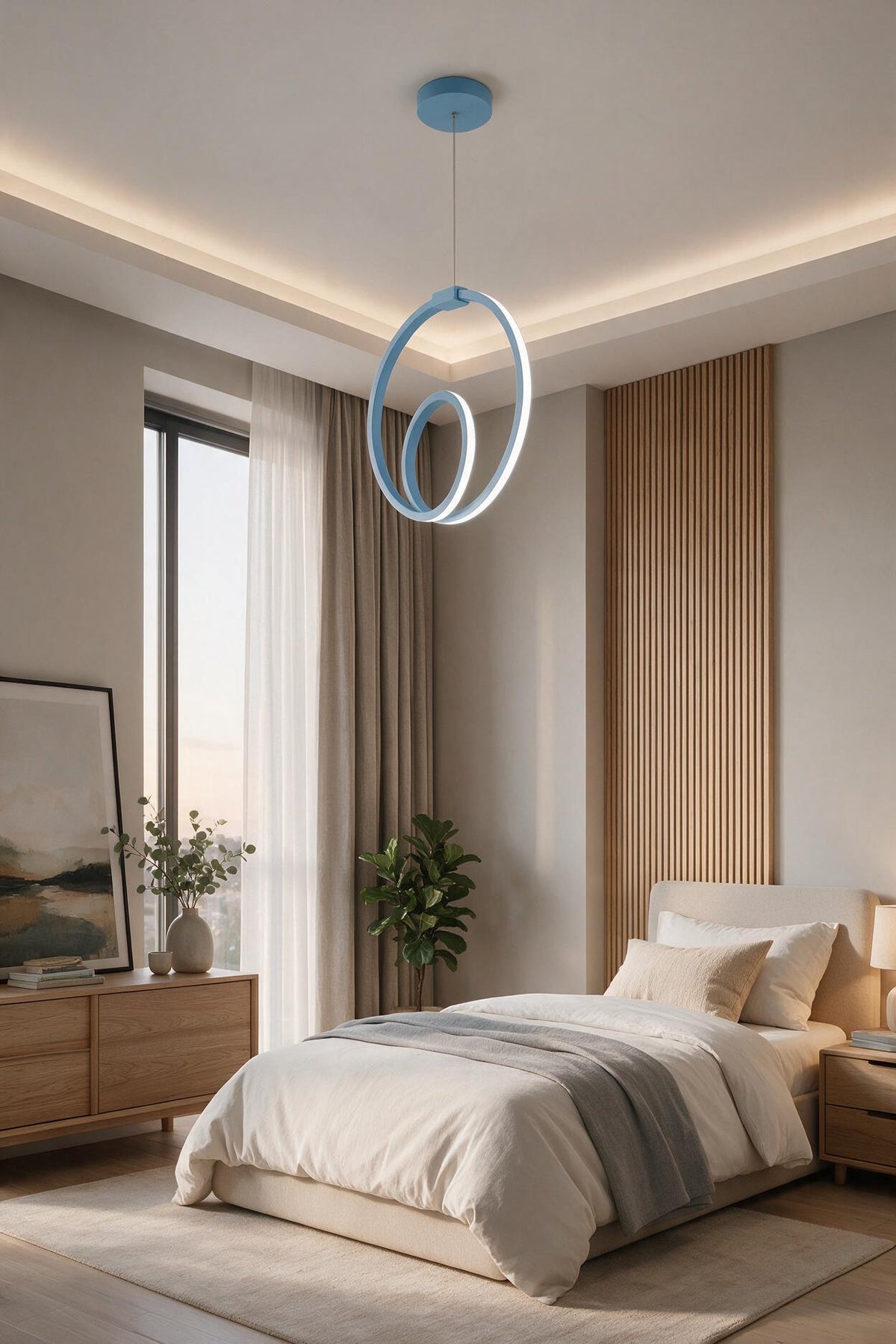 Orjin Mavi Tekli Sarkıt Led Günışığı Ultra Ledli Salon Mutfak Oda Hol Ledli Avize