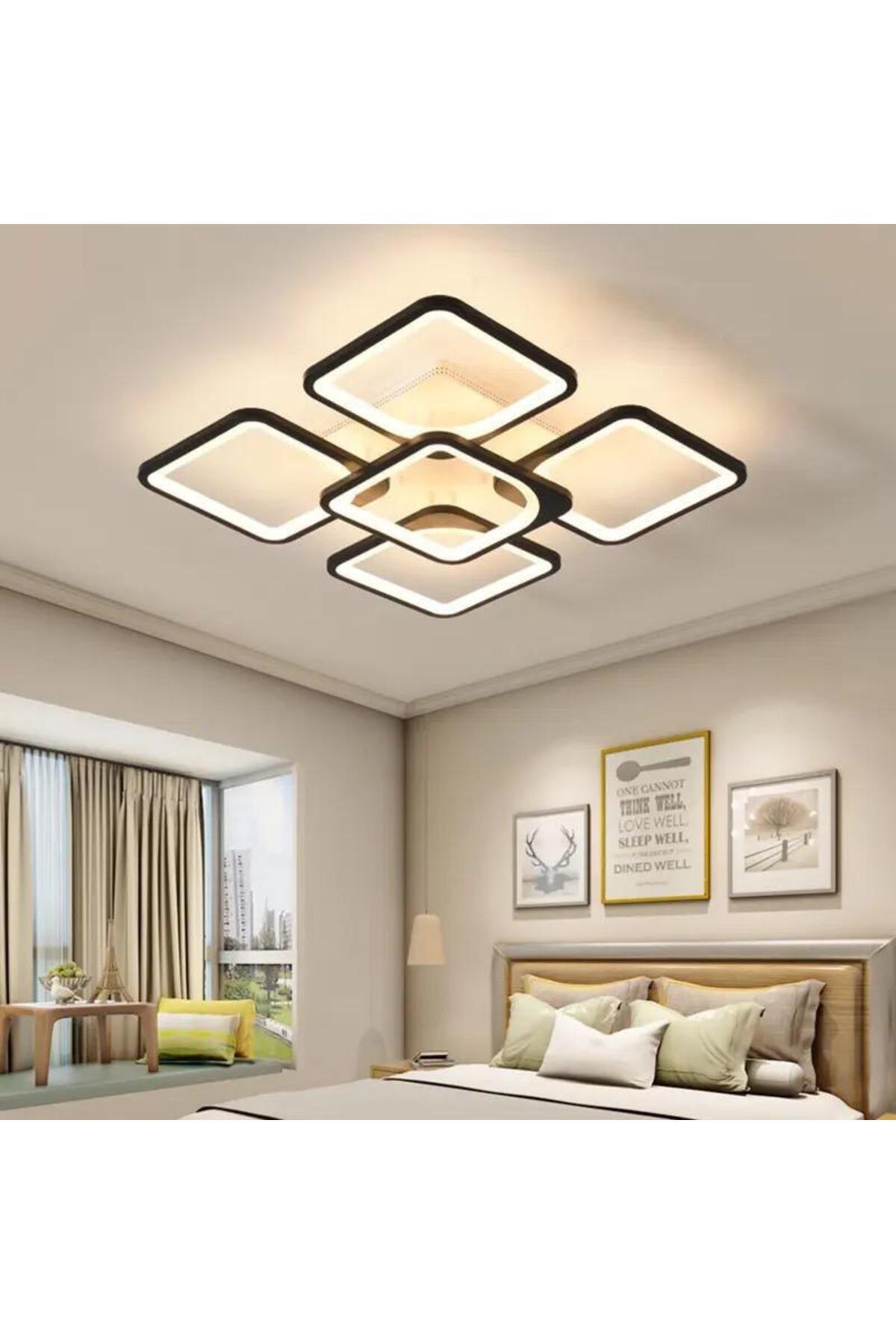 Toya 4+1 Siyah Plafonyer Lüks Modern 5'Lİ Günışığı Ledli Avize MS72005-4+1