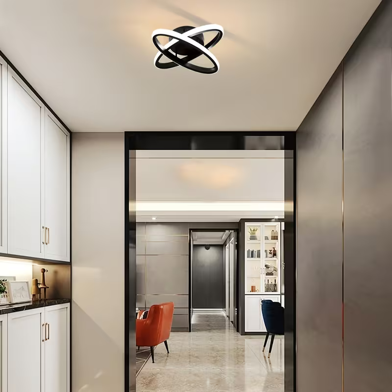 Dale Siyah Plafonyer Beyaz Ledli Avize