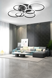 MS38005-6 Modern 3 Renk Ledli Mimari Tasarım Siyah Plafonyer Lüks  6'LI Ledli Avize
