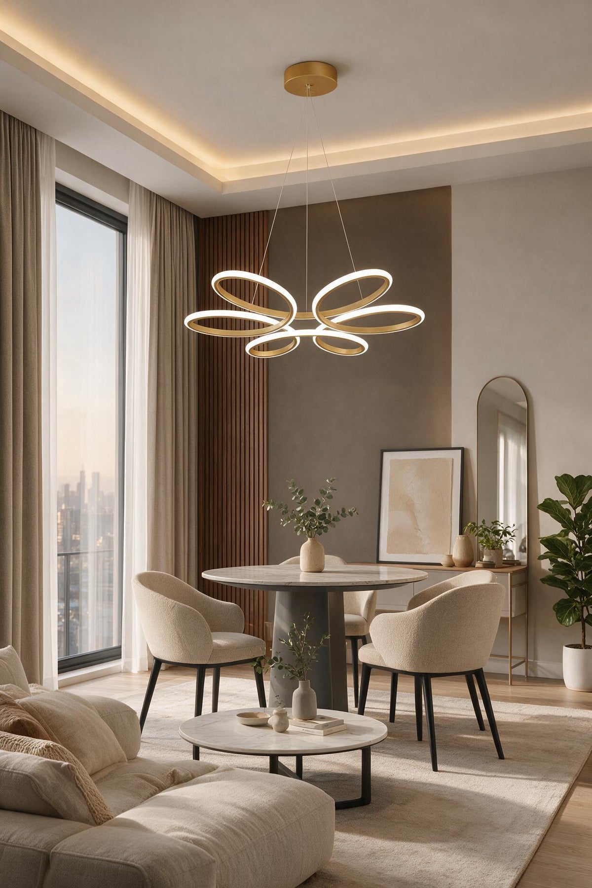 Nipul Eskitme Sarkıt Modern Ultra Süper 3 Renk Işıklı Ledli Avize