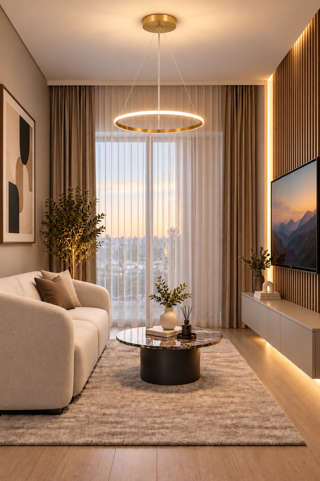 Ringa Eskitme Beyaz Işık Modern Tasarım Led Avize