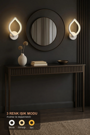MS53005-1 Beyaz Mimari 3 Renk Ledli Modern Aplik-Takım 2 Adet