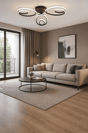 Lucca Siyah Modern Ultra Power Beyaz Ledli 3'Lü Plafonyer Ledli Avize