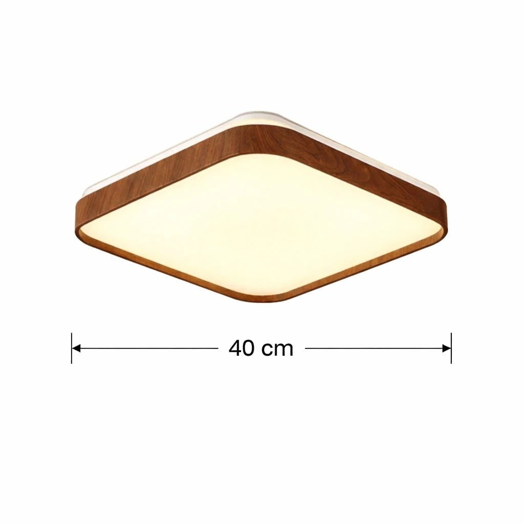 Teos 40'Lık Koyu Ceviz Ahşap Desenli Uzaktan Kumandalı Plafonyer 3 Renk Ledli Avize Çap - 40 cm