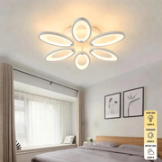 Edna 6'lı Beyaz Plafonyer Lüks Modern 3 Renk Ledli Avize