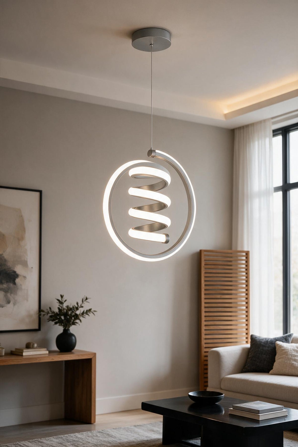 Venita Gri Tekli Sarkıt Led Beyaz Işık Ultra Ledli Salon Mutfak Oda Hol Ledli Avize