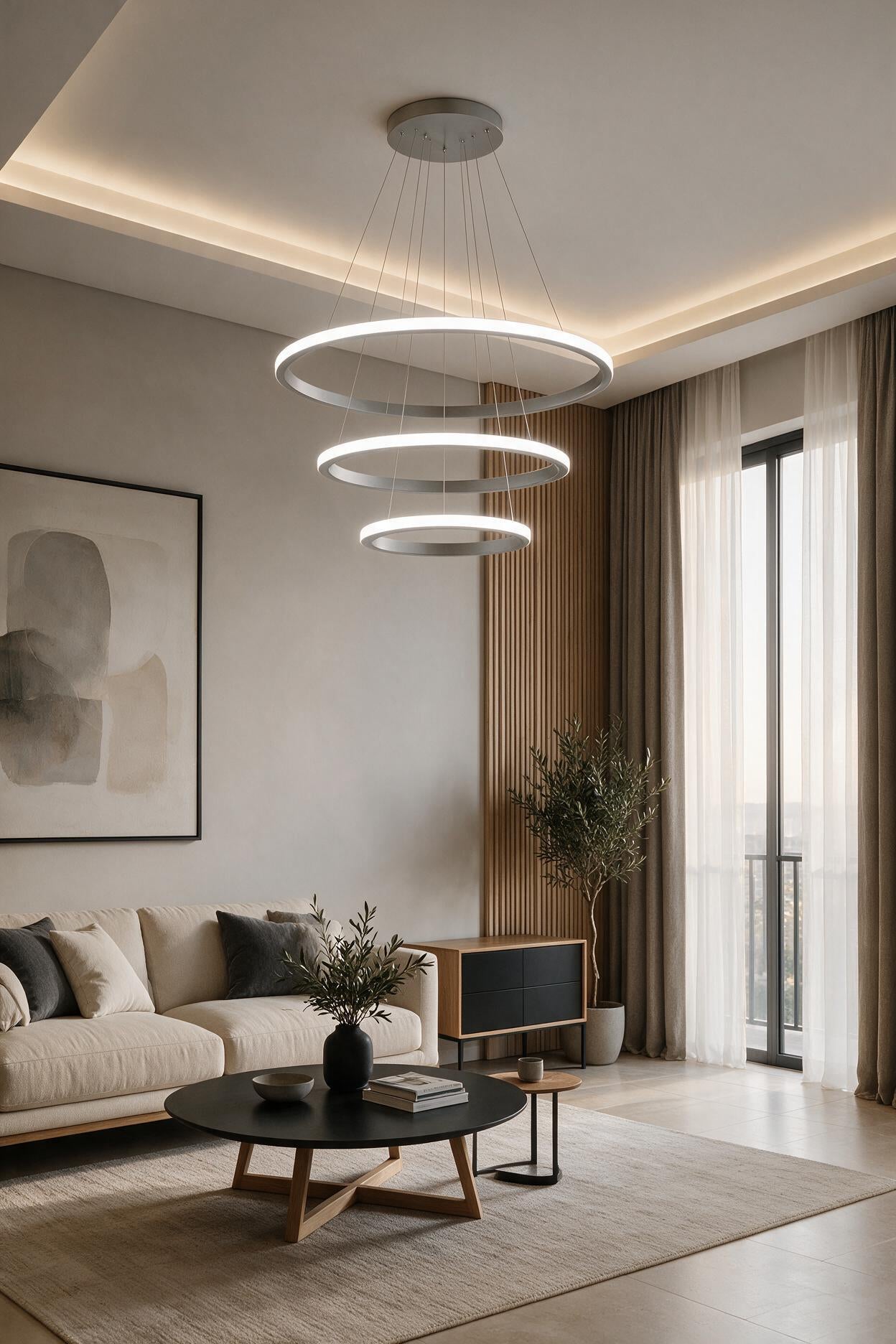 Robin Siyah 3'lü Ultra Süper Beyaz Ledli Modern Avize