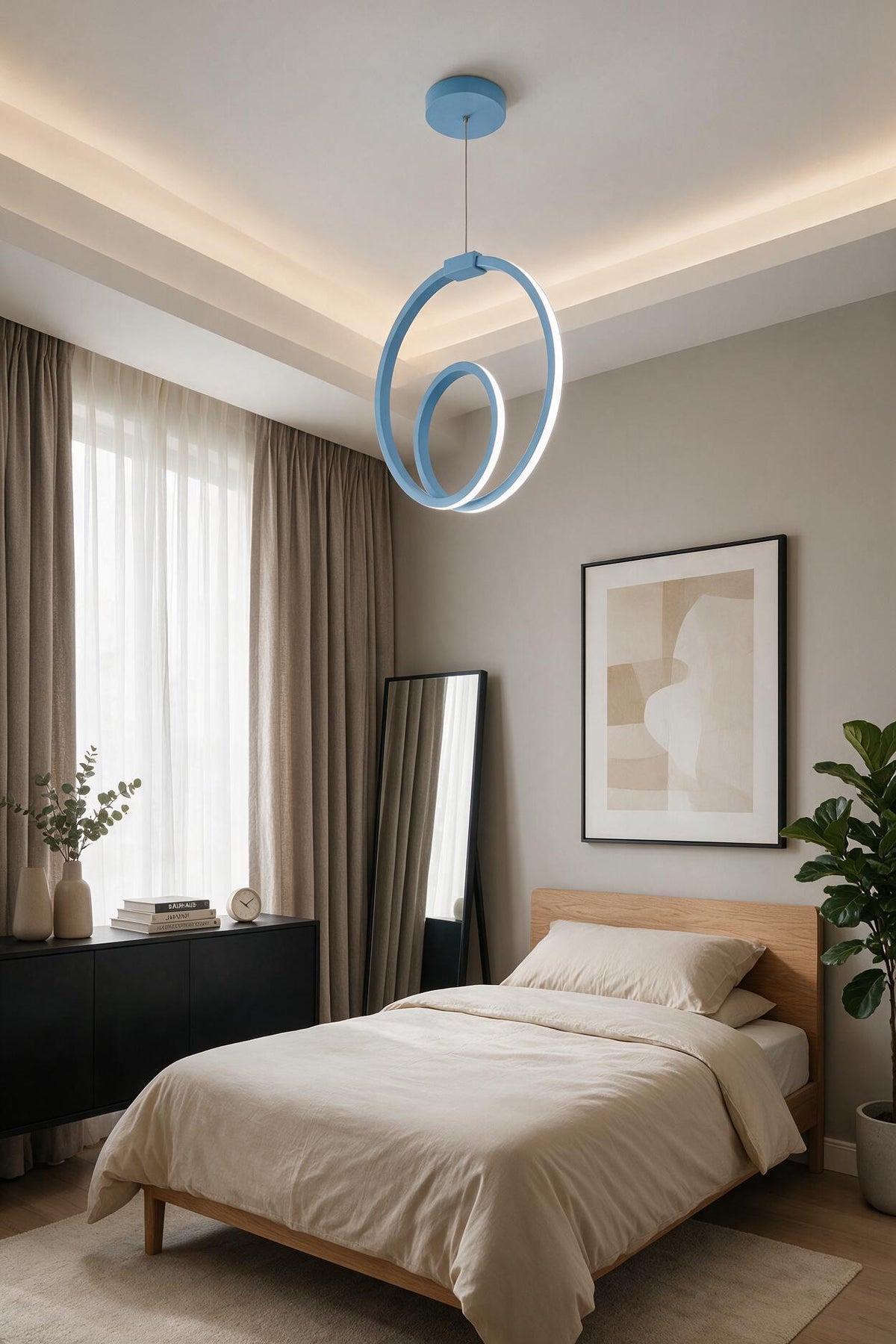 Orjin Mavi Tekli Sarkıt Led Beyaz Işık Ultra Ledli Salon Mutfak Oda Hol Ledli Avize
