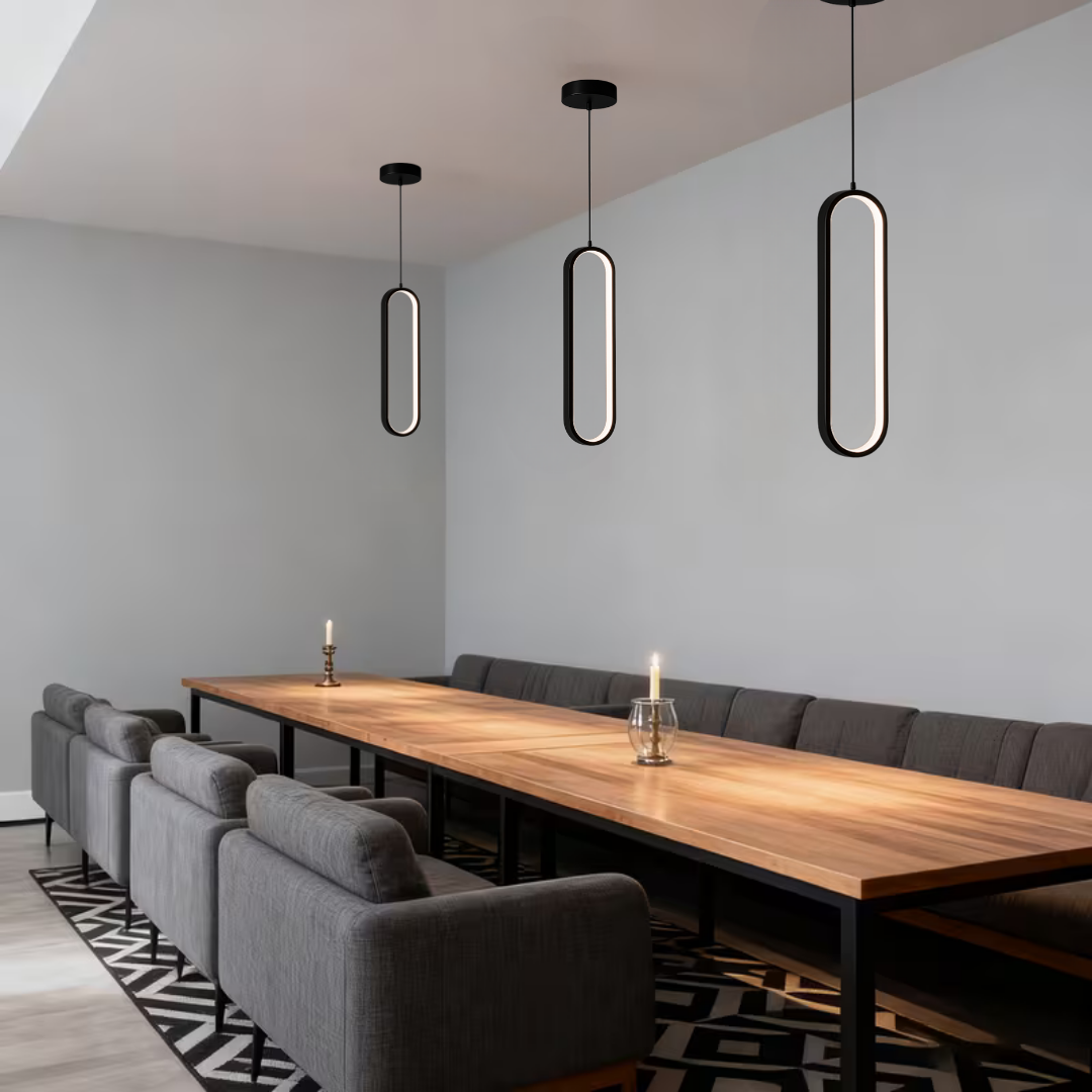 Ovis Siyah Beyaz Işık Ledli Modern Sarkıt Led Avize