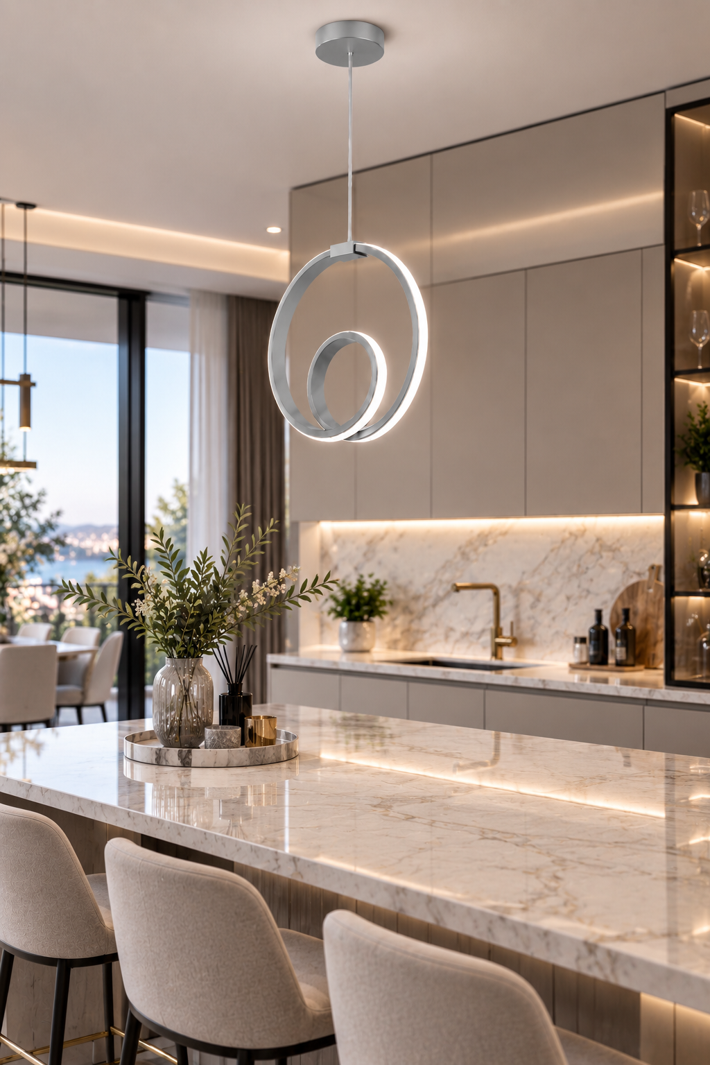 Orjin Gri Tekli Sarkıt Led Günışığı Ultra Ledli Salon Mutfak Oda Hol Ledli Avize