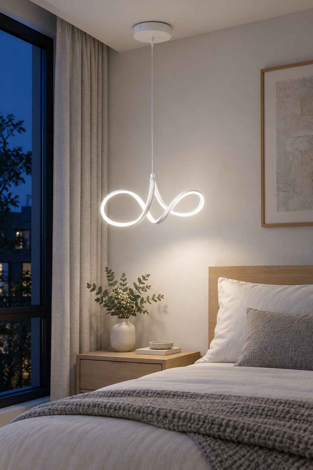 Casabella Mimari Tasarım Beyaz Sarkık Modern Ultra Power Beyaz Ledli Avize