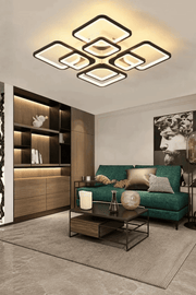 MS72005- 4+4 Modern 3 Renk Ledli Mimari Tasarım Siyah Plafonyer Lüks 8'Lİ  Ledli Avize