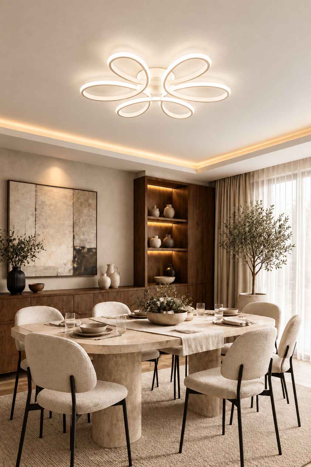 Alya Beyaz 3 Renk 60 cm Plafonyer Led Avize