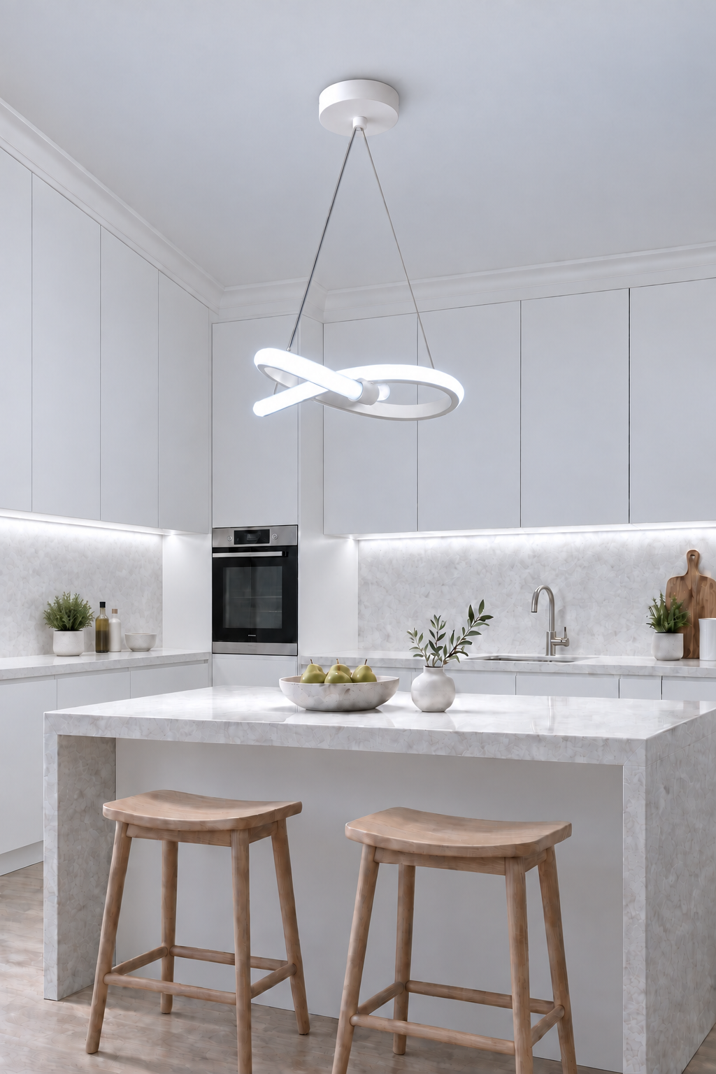 Aura Beyaz Ultra Power Beyaz Ledli Avize Sarkıt Tekli Avize