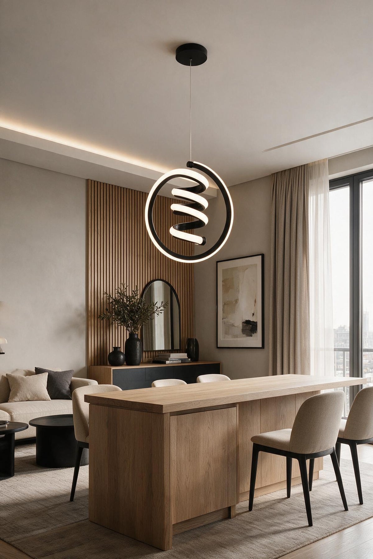 Venita Siyah Tekli Sarkıt Led Beyaz Işık Ultra Ledli Salon Mutfak Oda Hol Ledli Avize