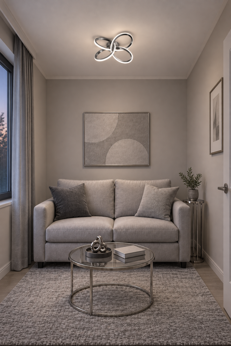 Dönence Gri Modern Ultra Power Beyaz Ledli Plafonyer Tekli Ledli Avize