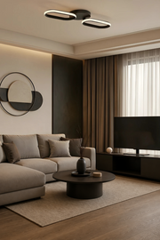 Hermes Modern Siyah 2'Li Plafonyer Ultra Power Beyaz Ledli Avize