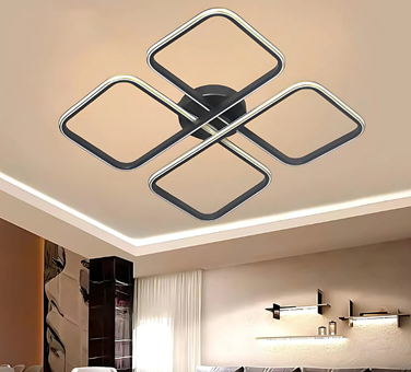 Riva Siyah Gold Çizgili 3 Renk Plafonyer  Led Avize