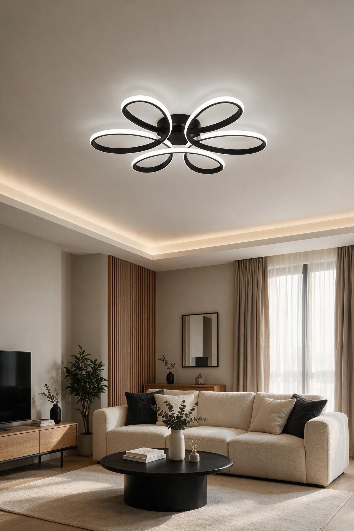 Linup Modern Siyah Plafonyer Tavana Sıfır Beyaz Işık Salon Mutfak Yatak Odası Led Avize