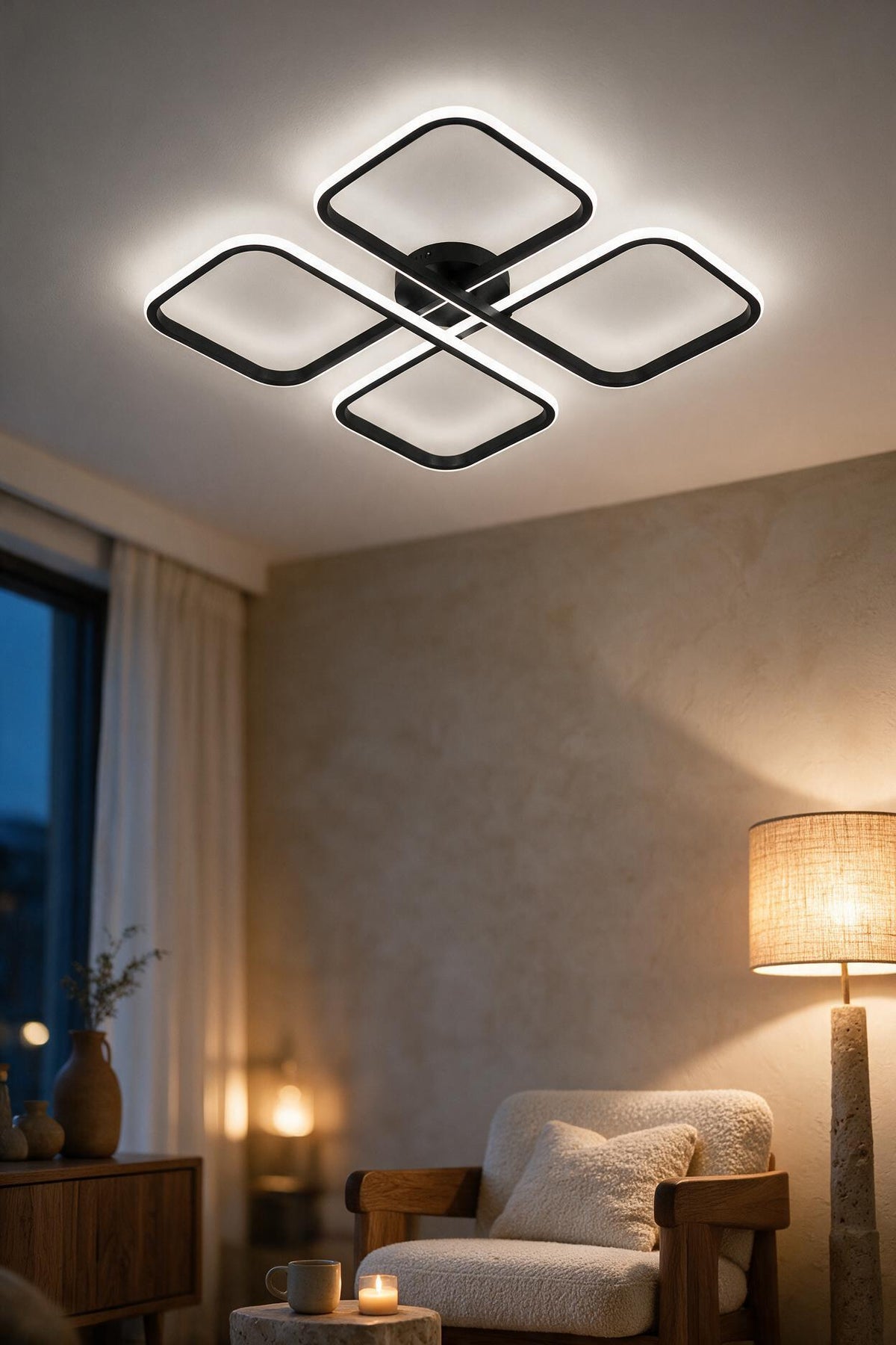 Novem Siyah Plafonyer Ultra Süper Günışığı Ledli Avize