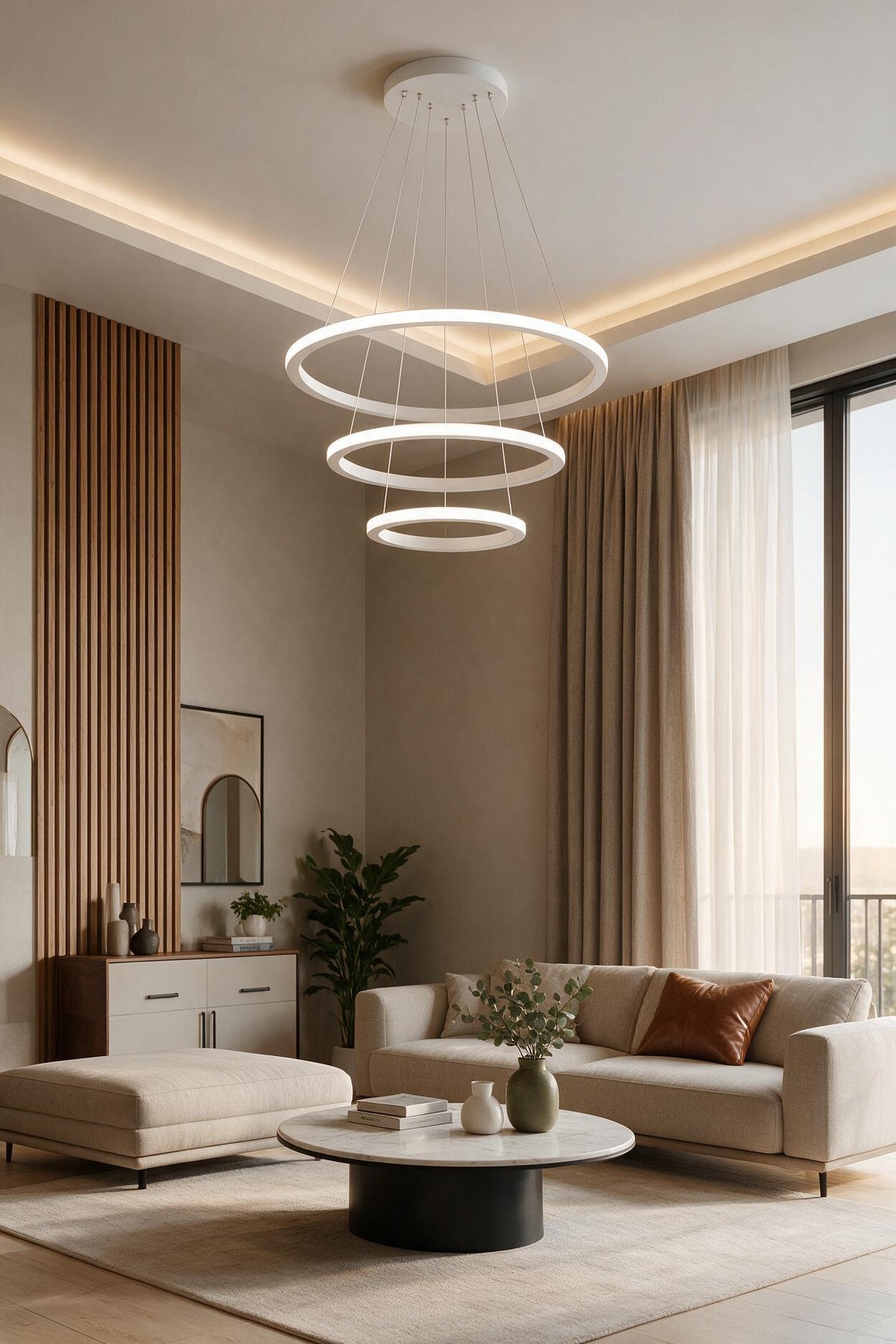 Robin 3'lü Beyaz Beyaz Ledli Modern Avize