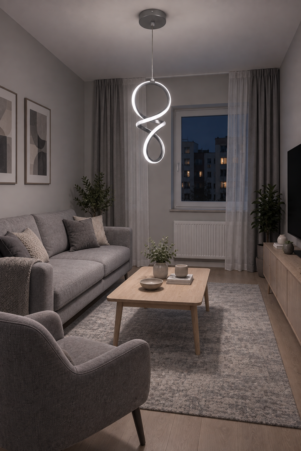 Bohem Gri Beyaz Işık Ledli Modern Sarkıt Led Avize