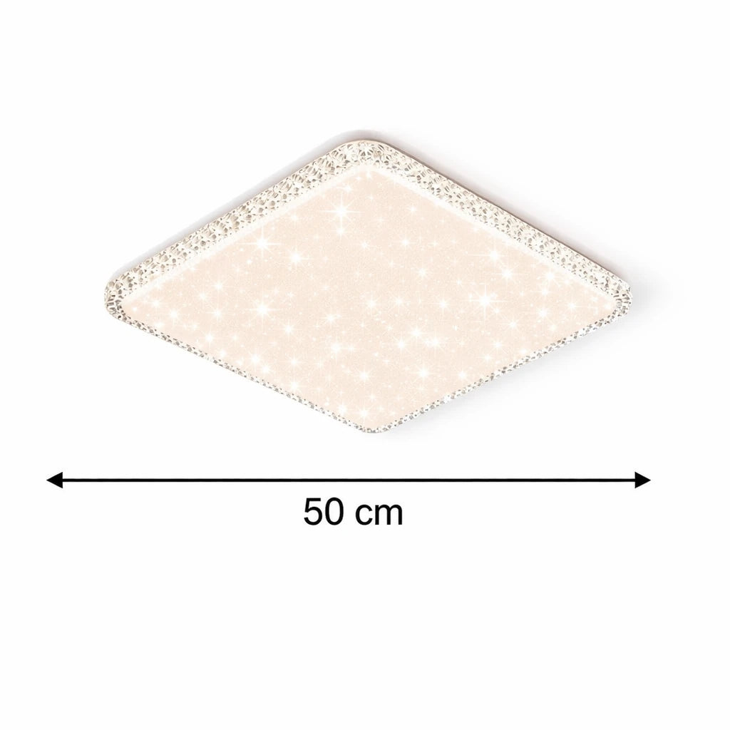 Bonita Cristalya Serisi 50'Lik Kare Uzaktan Kumandalı Dimmerli 3 Renk Ledli Plafonyer Ledli Avize Çap 50 cm
