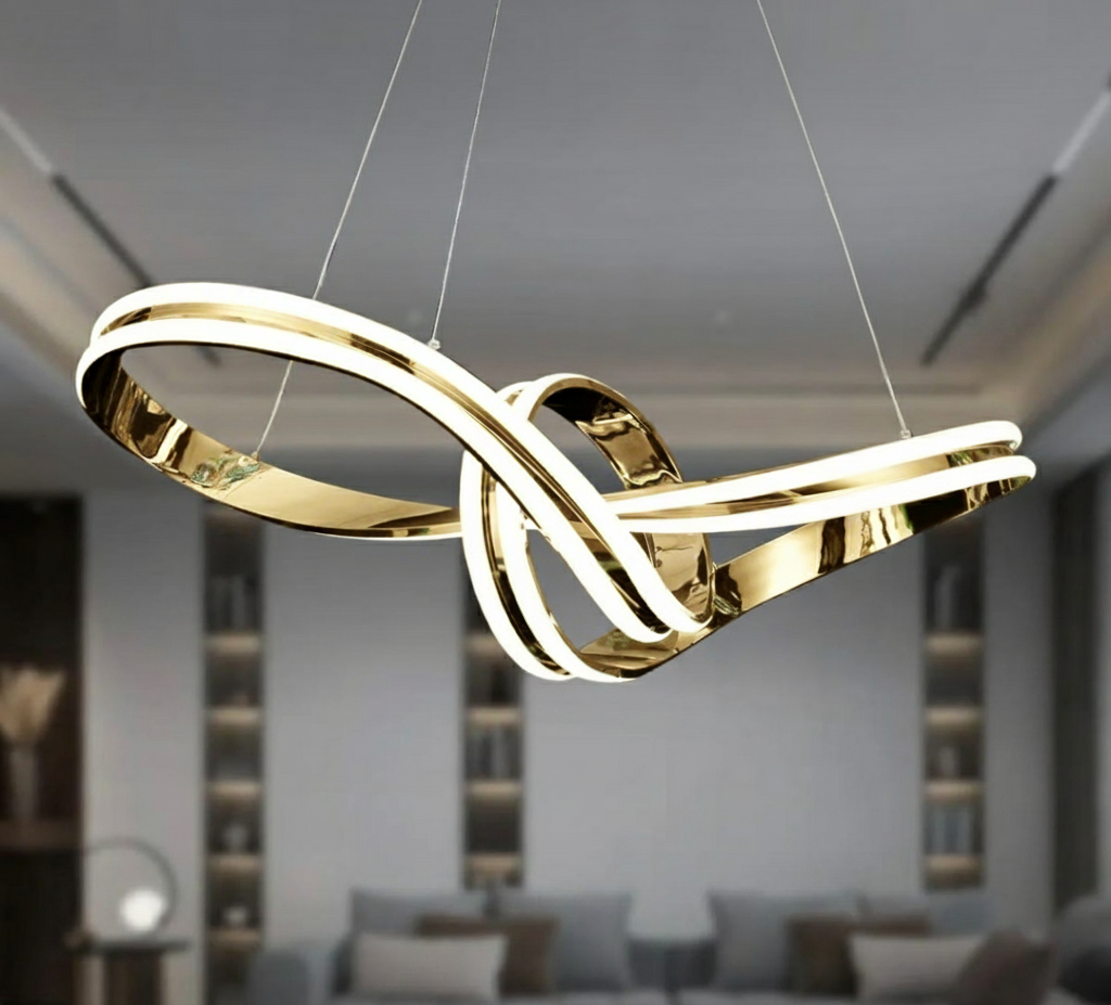 Papyon Gold Kaplama 3 Renk Ledli Modern Özel Tasarım Sarkıt Led Avize
