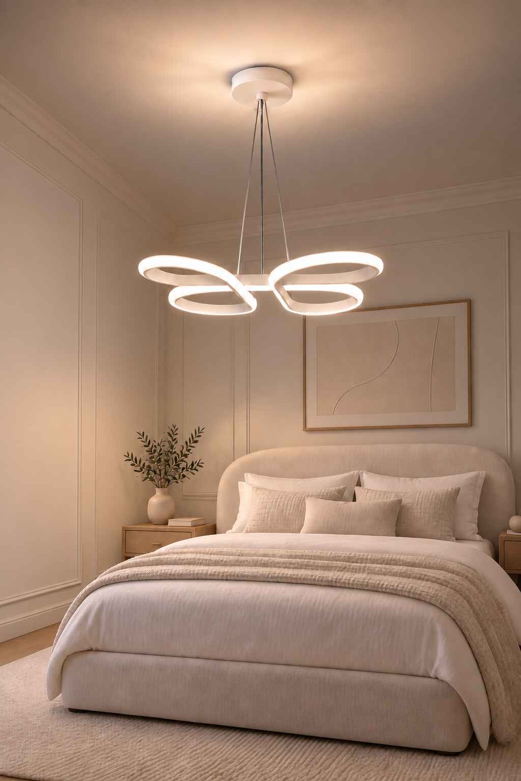 Bohem Beyaz Sarkık 3 Renk Ledli Avize Modern Led Avize