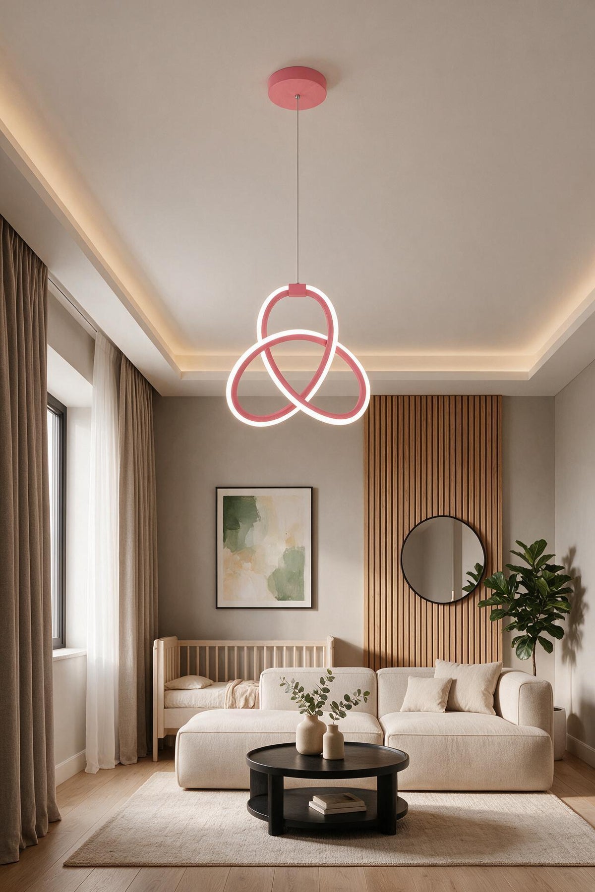 Asya Pembe Modern Ultra Beyaz Ledli Sarkıt Ledli Avize