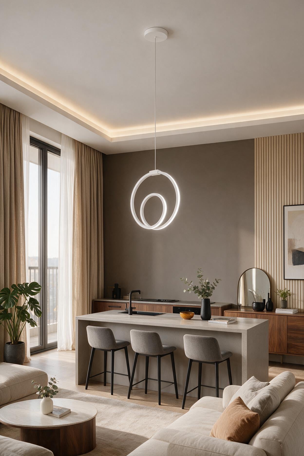 Orjin Beyaz Tekli Sarkıt Led Beyaz Işık Ultra Ledli Salon Mutfak Oda Hol Ledli Avize