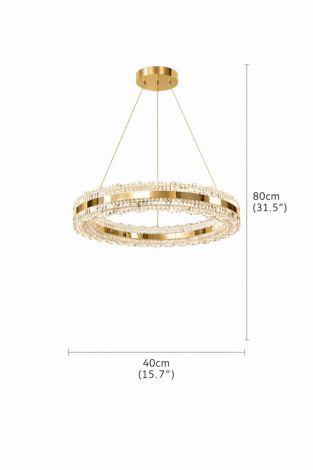 Asalet Lüks Gold Kaplamalı Çift Yönlü Aydınlatmalı Kumandalı Dimmerli 3 Renk Ledli Avize Led Avize- Çap 40 cm