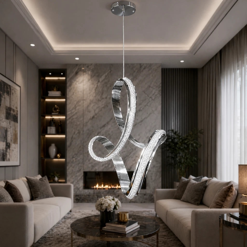 Maisa Premium Lüks Cristalya Serisi Orjinal Krom Kaplamalı Premium Kalın Çizgili Kasalı 3 Renk Ledli Sarkık Ledli Avize Modern Led Avize