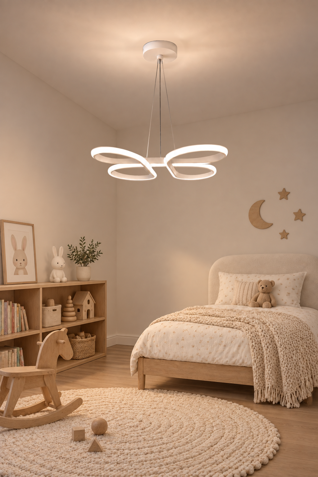 Papillon Beyaz Sarkık 3 Renk Ledli Avize Modern Led Avize