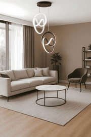 Trend Mimari Kombin Beyaz Siyah Sarkık Power Beyaz Ledli Avize Modern Led Avize