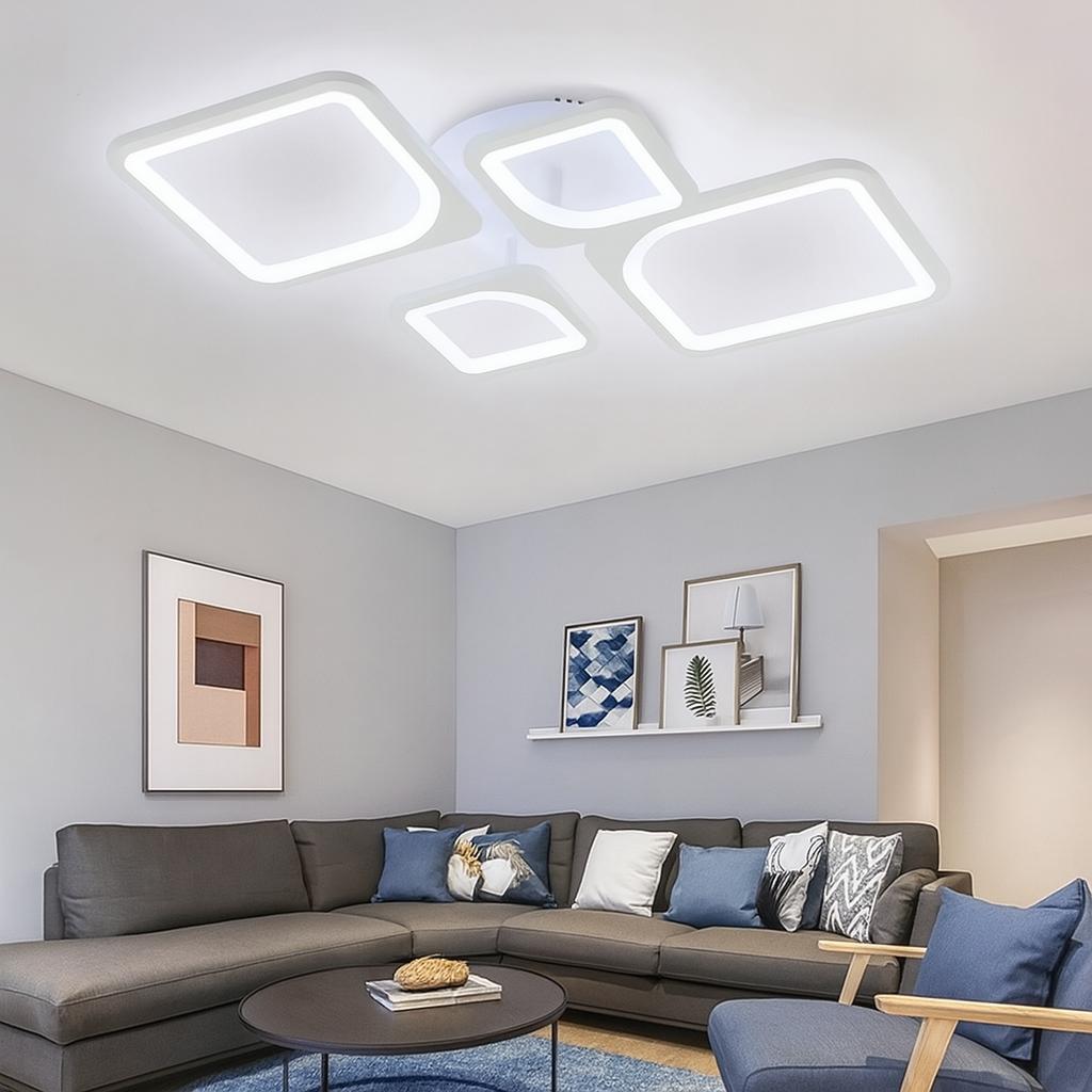 MS72005-2 +2 Moderrn 3 Renk Ledli  Beyaz Plafonyer Lüks Modern 4'lü  Ledli Avize