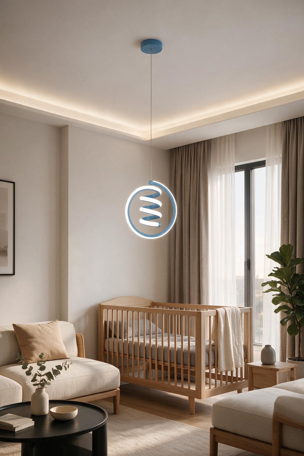 Venita Mavi Tekli Sarkıt Led Beyaz Işık Ultra Ledli Salon Mutfak Oda Hol Ledli Avize