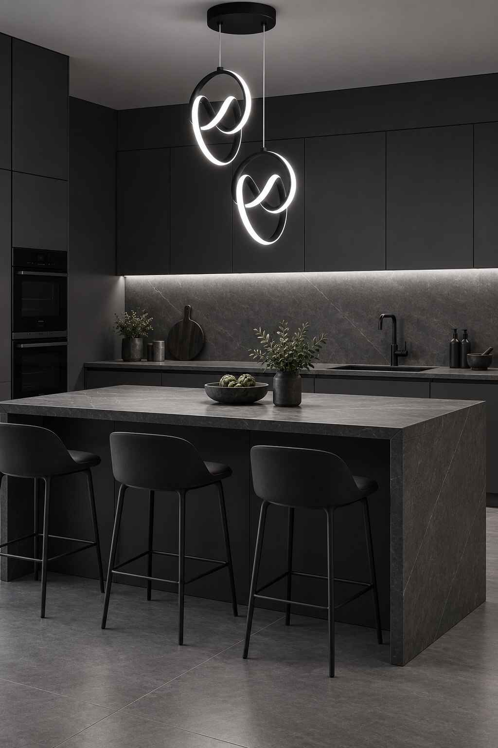 Trend 2'Li Siyah Sarkık Power Beyaz Ledli Avize Modern Led Avize