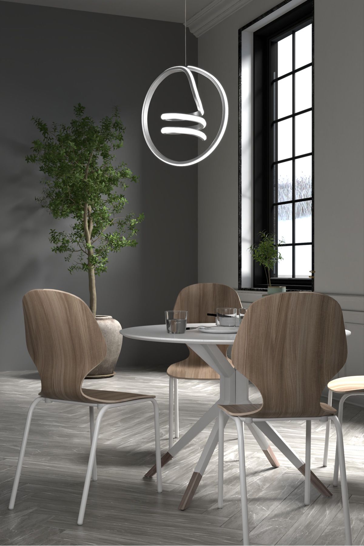 Venita Gri Tekli Sarkıt Led Beyaz Işık Ultra Ledli Salon Mutfak Oda Hol Ledli Avize