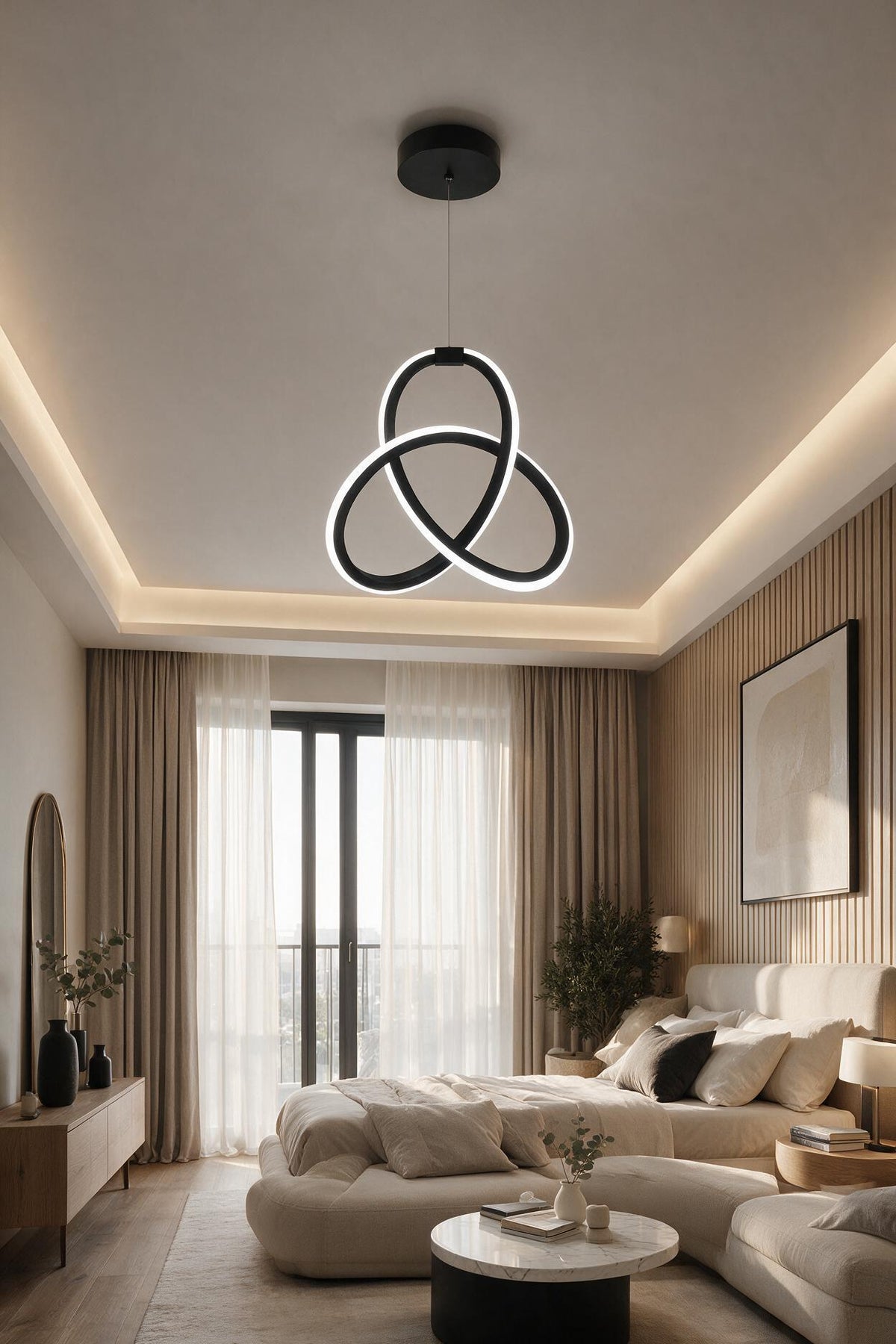 Asya Siyah Ultra Power Beyaz Ledli Avize Sarkıt Tekli Avize